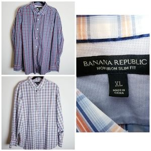 Banana Republic long sleeve button up plaid shirts